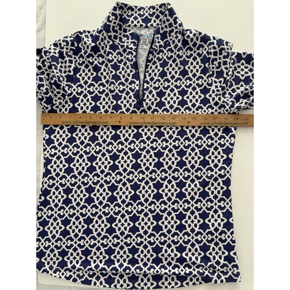 IBKUL 1/4 Zip Shirt Womens Medium Blue White Quick Dry Cool UPF 50 Golf Tennis - Picture 8 of 15